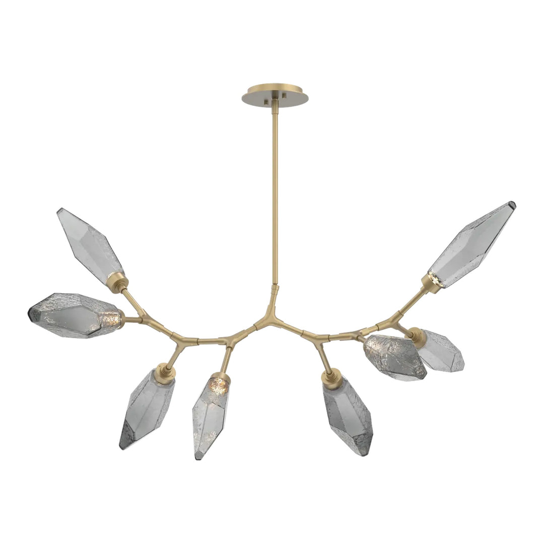 Rock Crystal Modern Branch Chandelier by Hammerton Studio in Gilded Brass