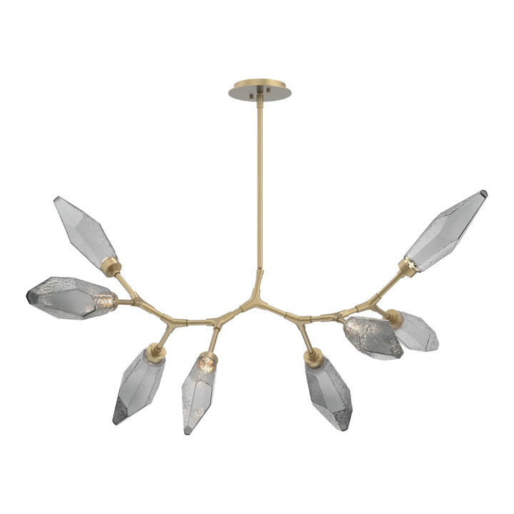 Rock Crystal Modern Branch Chandelier by Hammerton Studio in Gilded Brass