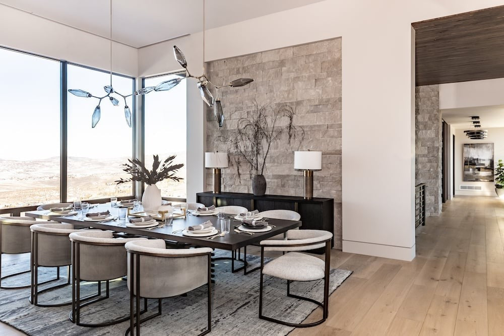 Rock Crystal Modern Branch Chandelier by Hammerton Studio in a styled interior