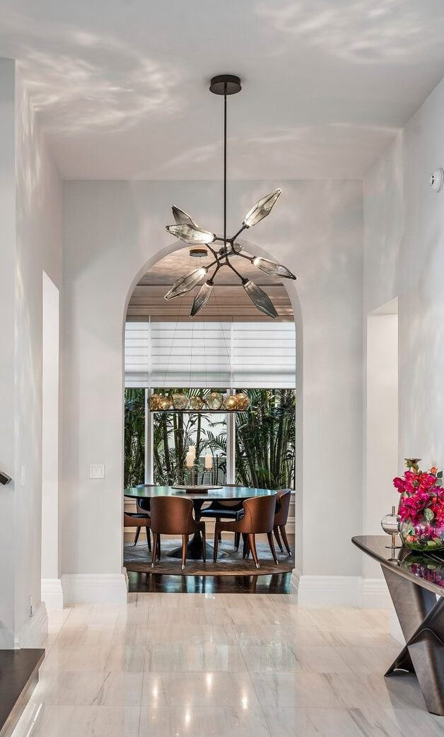 Rock Crystal Modern Branch Chandelier by Hammerton Studio in a styled interior