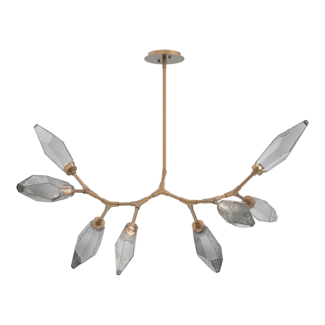 Rock Crystal Modern Branch Chandelier by Hammerton Studio in Novel Brass