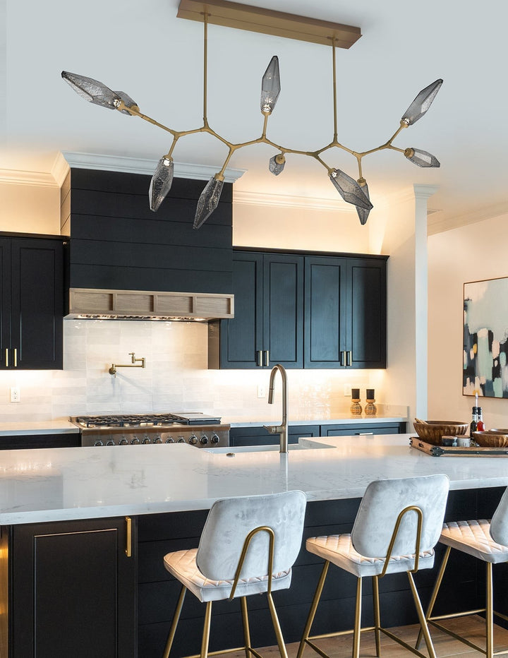 Rock Crystal Modern Branch Chandelier – Quick Ship by Hammerton Studio in a styled interior