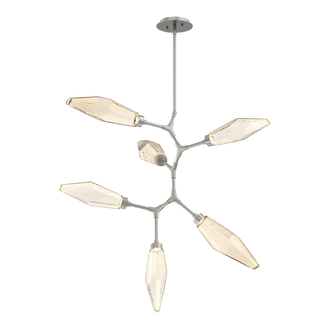 Rock Crystal Modern Vine Chandelier by Hammerton Studio in Beige Silver