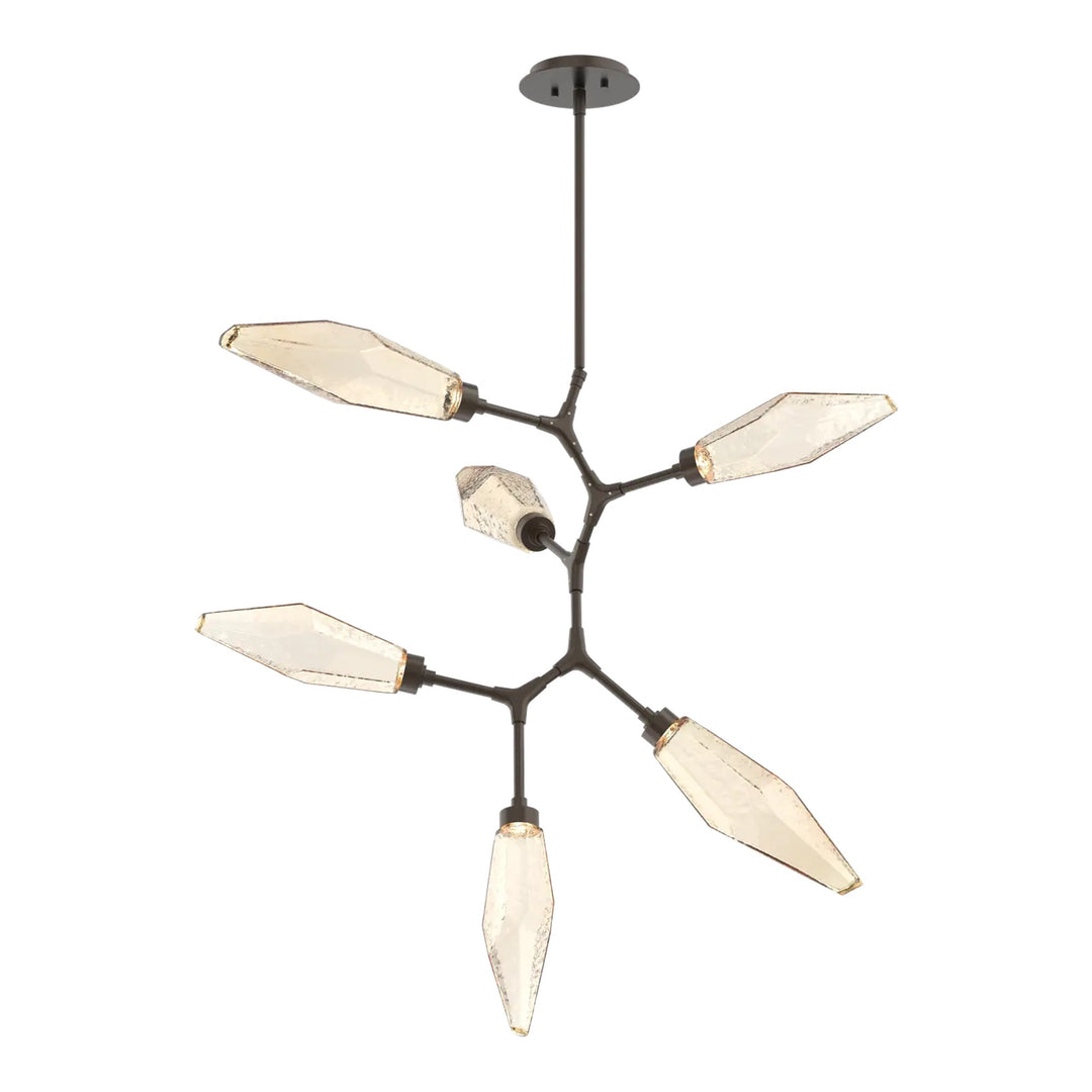 Rock Crystal Modern Vine Chandelier by Hammerton Studio in Flat Bronze