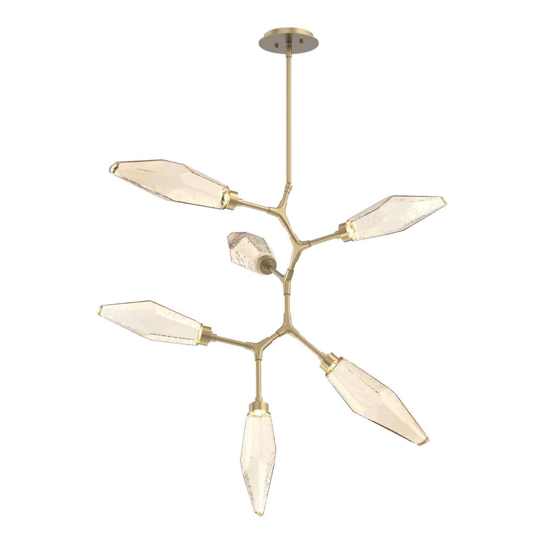 Rock Crystal Modern Vine Chandelier by Hammerton Studio in Gilded Brass