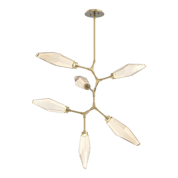 Rock Crystal Modern Vine Chandelier by Hammerton Studio in Gilded Brass