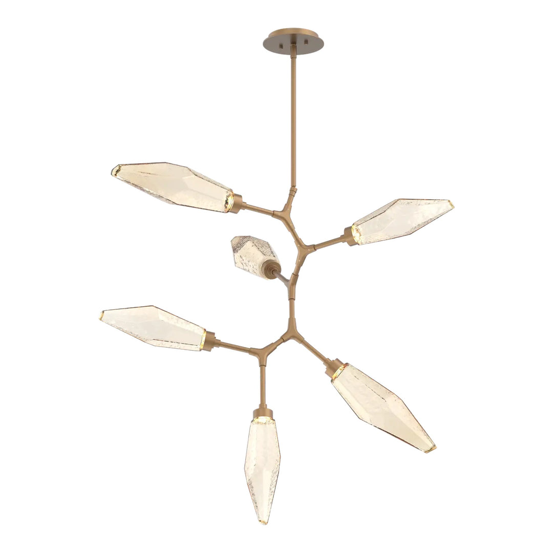 Rock Crystal Modern Vine Chandelier by Hammerton Studio in Novel Brass