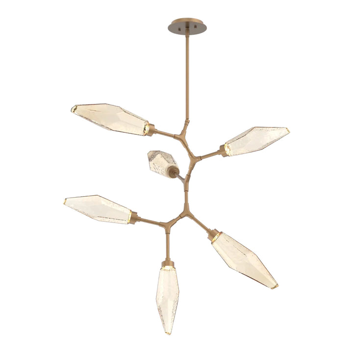 Rock Crystal Modern Vine Chandelier by Hammerton Studio in Novel Brass