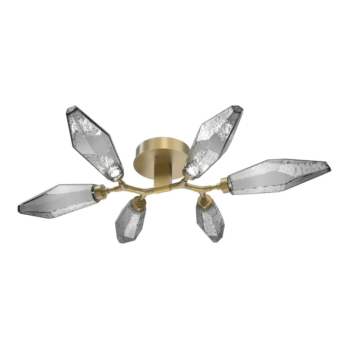Rock Crystal Organic Flush Mount Light by Hammerton Studio in Gilded Brass