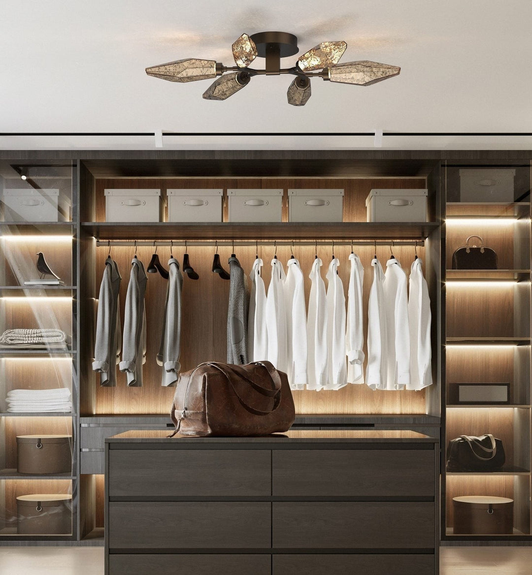 Rock Crystal Organic Flush Mount Light by Hammerton Studio in a styled interior