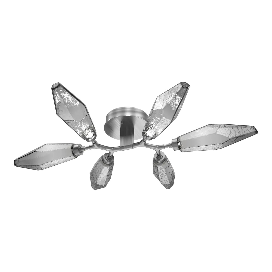 Rock Crystal Organic Flush Mount Light by Hammerton Studio in Satin Nickel