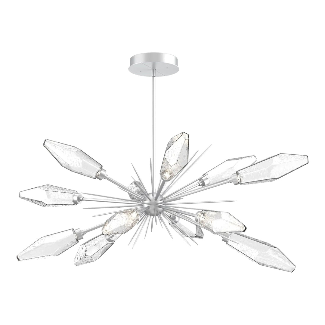 Rock Crystal Oval Starburst Chandelier by Hammerton Studio in Classic Silver