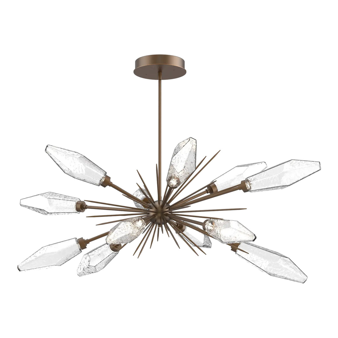 Rock Crystal Oval Starburst Chandelier by Hammerton Studio in Flat Bronze