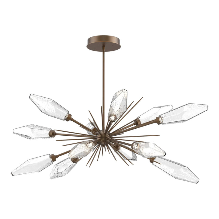 Rock Crystal Oval Starburst Chandelier by Hammerton Studio in Flat Bronze