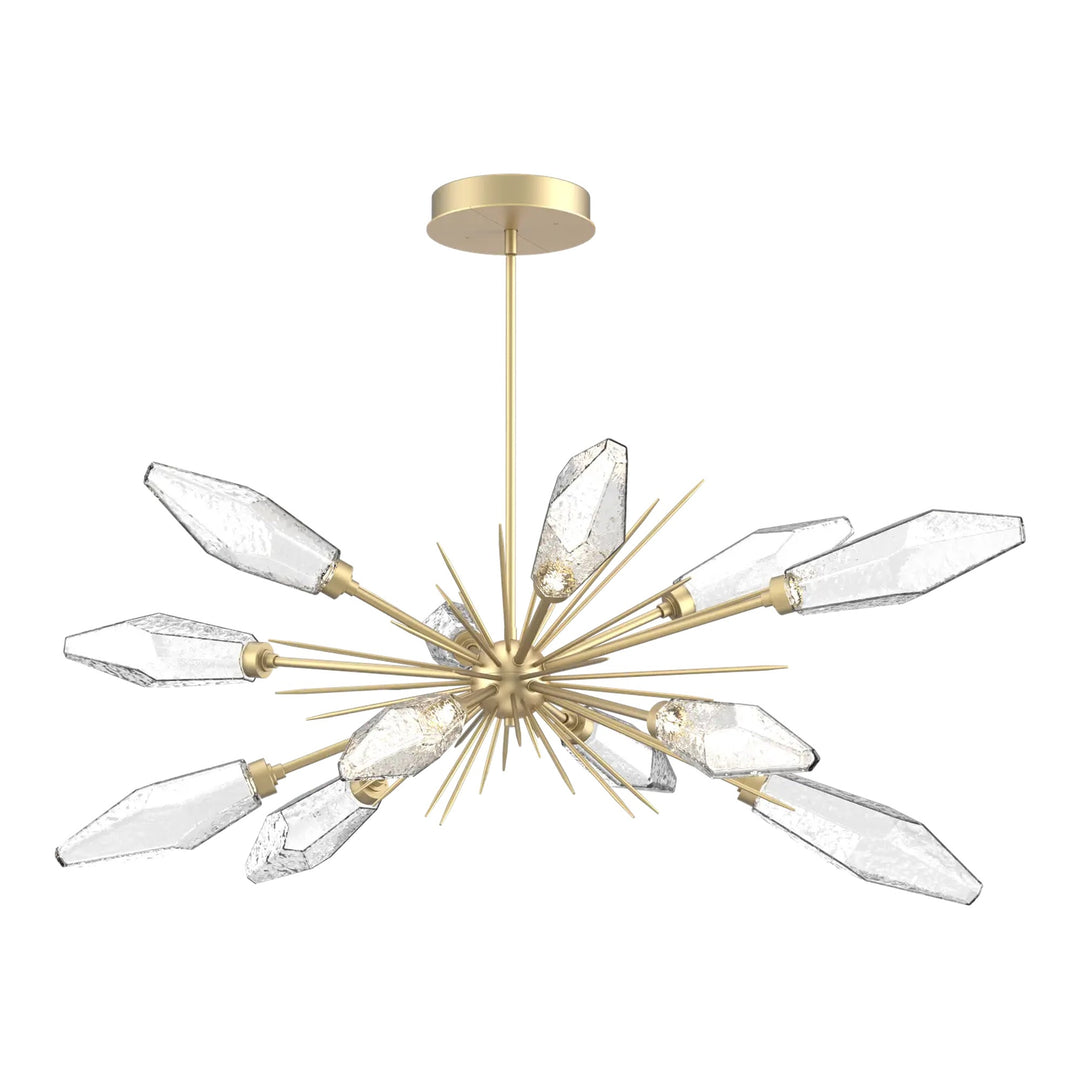 Rock Crystal Oval Starburst Chandelier by Hammerton Studio in Gilded Brass