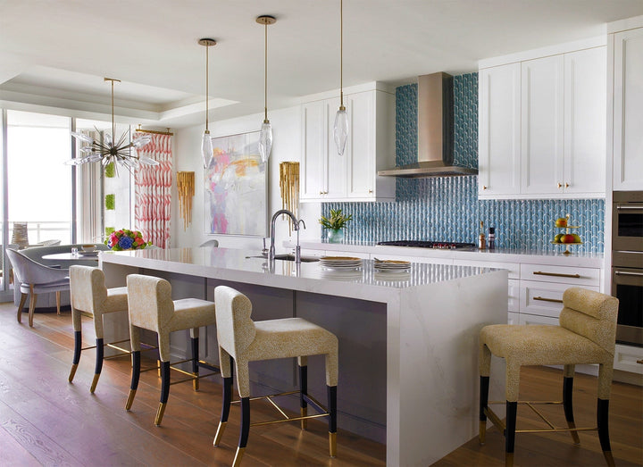 Rock Crystal Oval Starburst Chandelier by Hammerton Studio in a styled interior