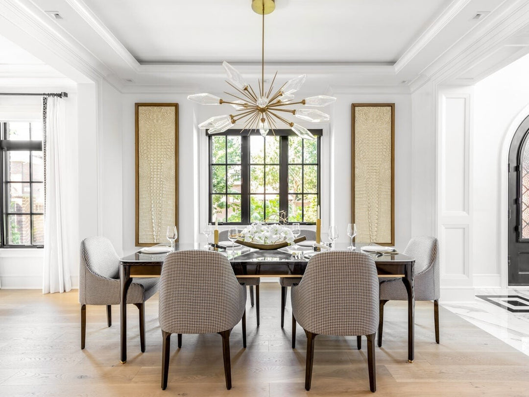 Rock Crystal Oval Starburst Chandelier by Hammerton Studio in a styled interior