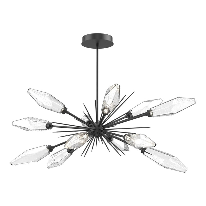 Rock Crystal Oval Starburst Chandelier by Hammerton Studio in Matte Black