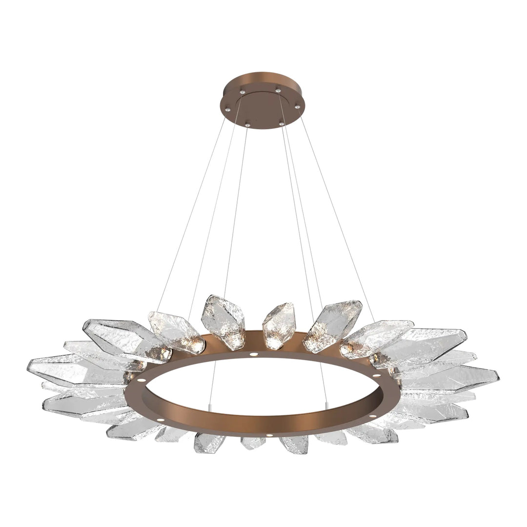 Rock Crystal Radial Ring Chandelier by Hammerton Studio in Burnished Bronze