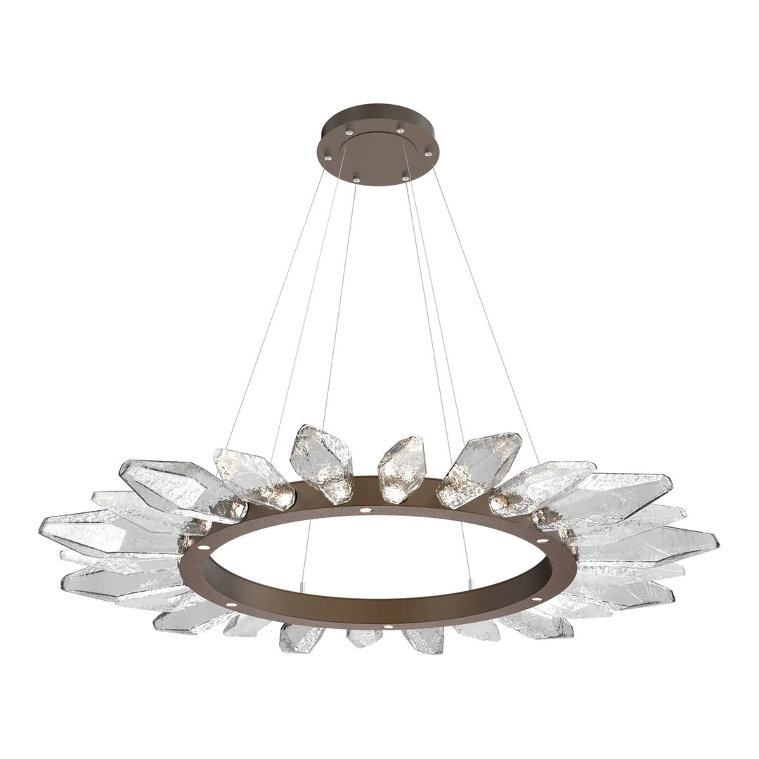 Rock Crystal Radial Ring Chandelier by Hammerton Studio in Flat Bronze