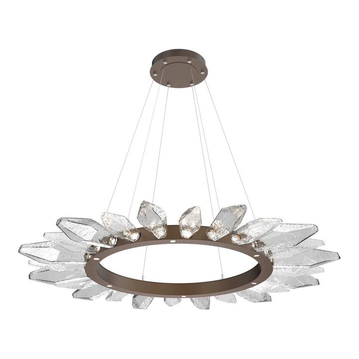 Rock Crystal Radial Ring Chandelier by Hammerton Studio in Flat Bronze