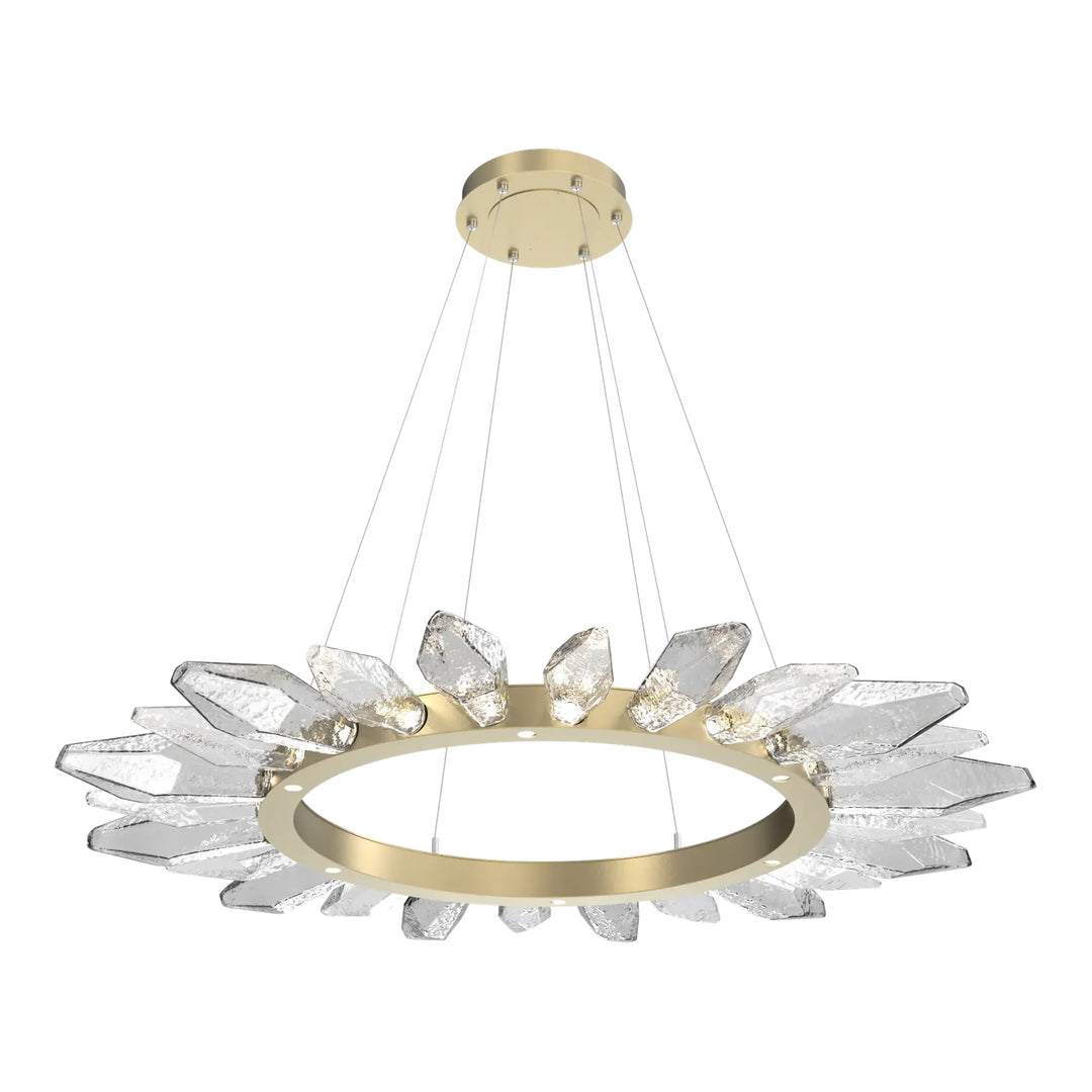 Rock Crystal Radial Ring Chandelier by Hammerton Studio in Gilded Brass
