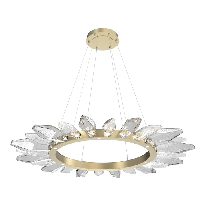 Rock Crystal Radial Ring Chandelier by Hammerton Studio in Gilded Brass