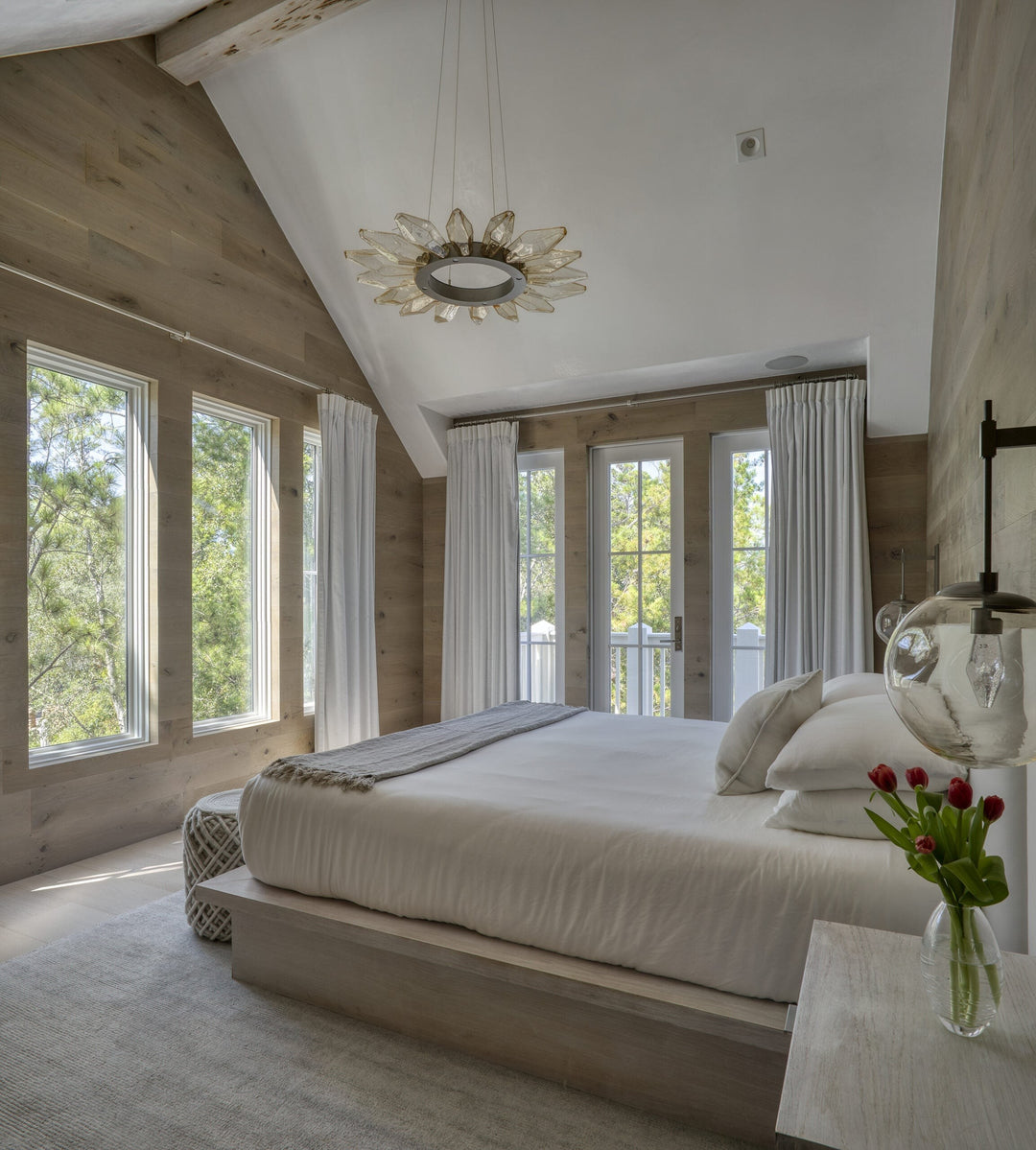 Rock Crystal Radial Ring Chandelier by Hammerton Studio in a styled interior