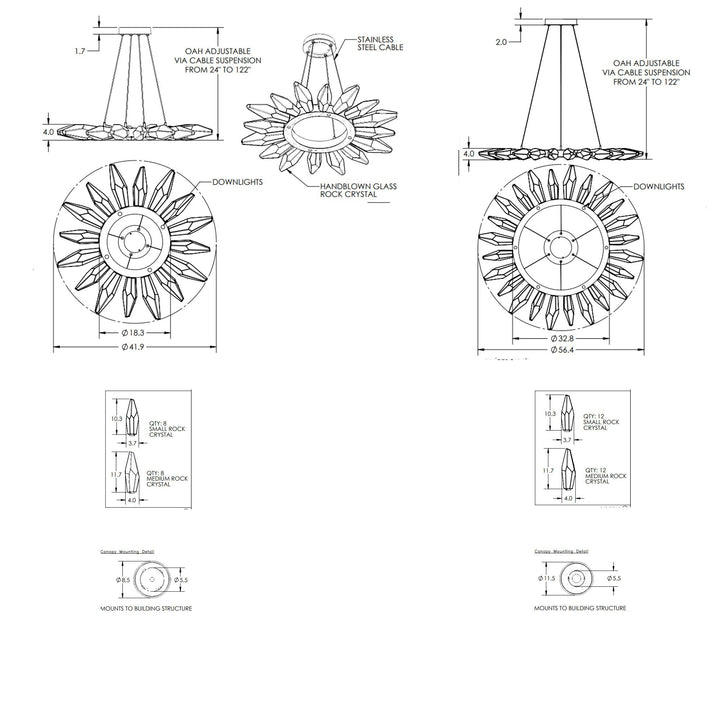 Rock Crystal Radial Ring Chandelier by Hammerton Studio in a styled interior
