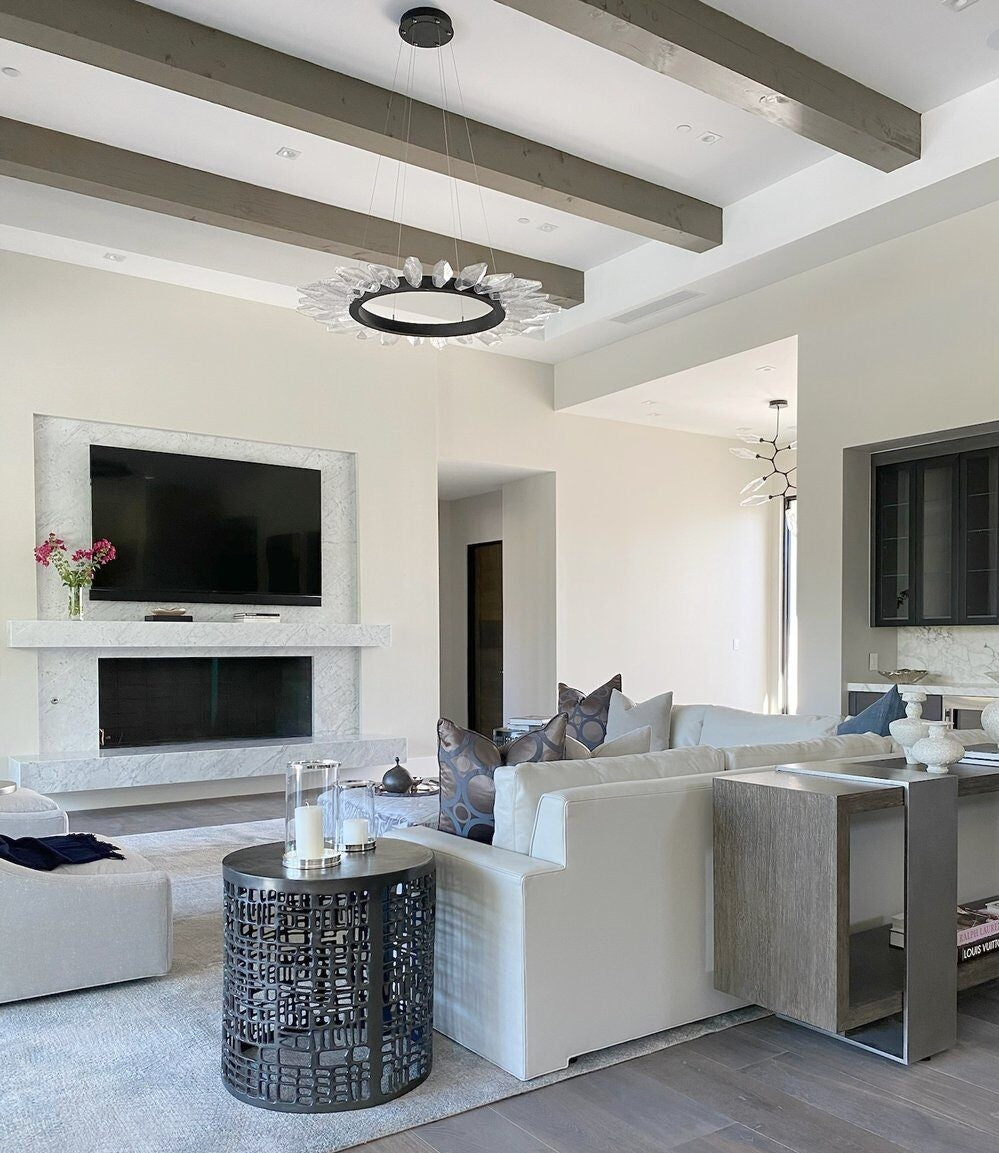 Rock Crystal Radial Ring Chandelier by Hammerton Studio in a styled interior
