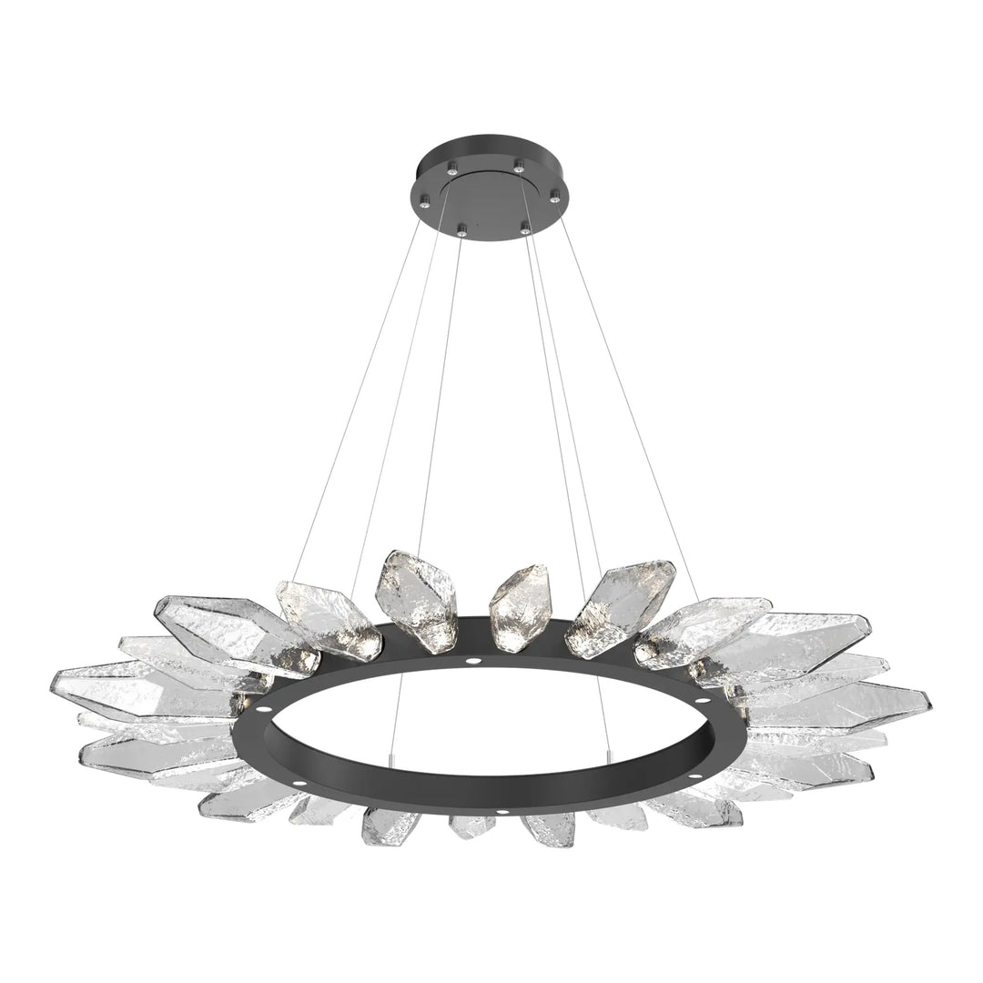 Rock Crystal Radial Ring Chandelier by Hammerton Studio in Matte Black