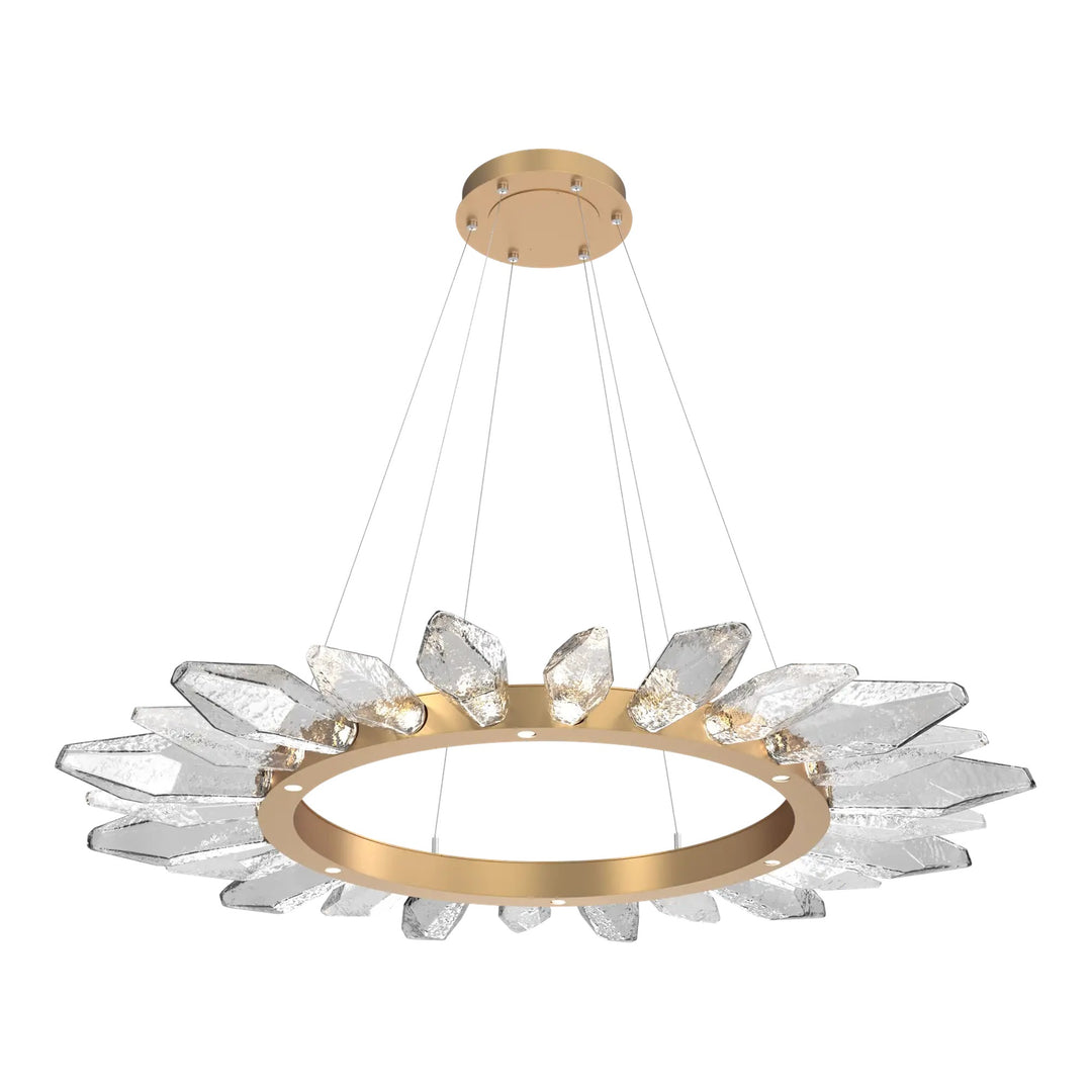 Rock Crystal Radial Ring Chandelier by Hammerton Studio in Novel Brass