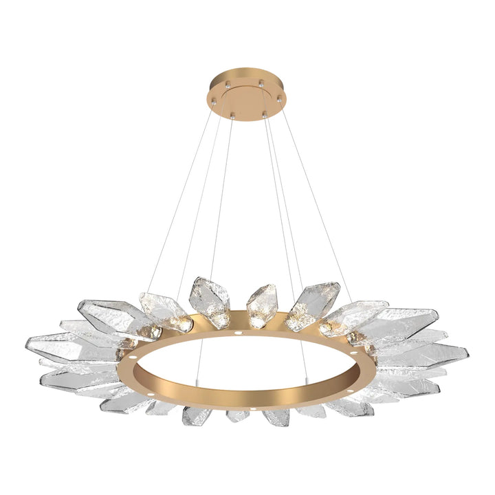 Rock Crystal Radial Ring Chandelier by Hammerton Studio in Novel Brass