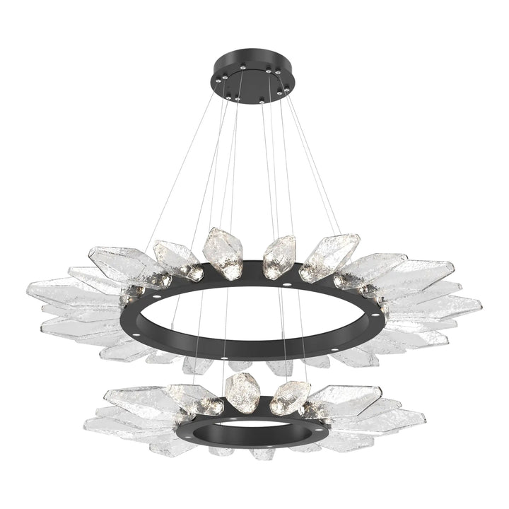 Rock Crystal Radial Ring Chandelier by Hammerton Studio, Two-Tier