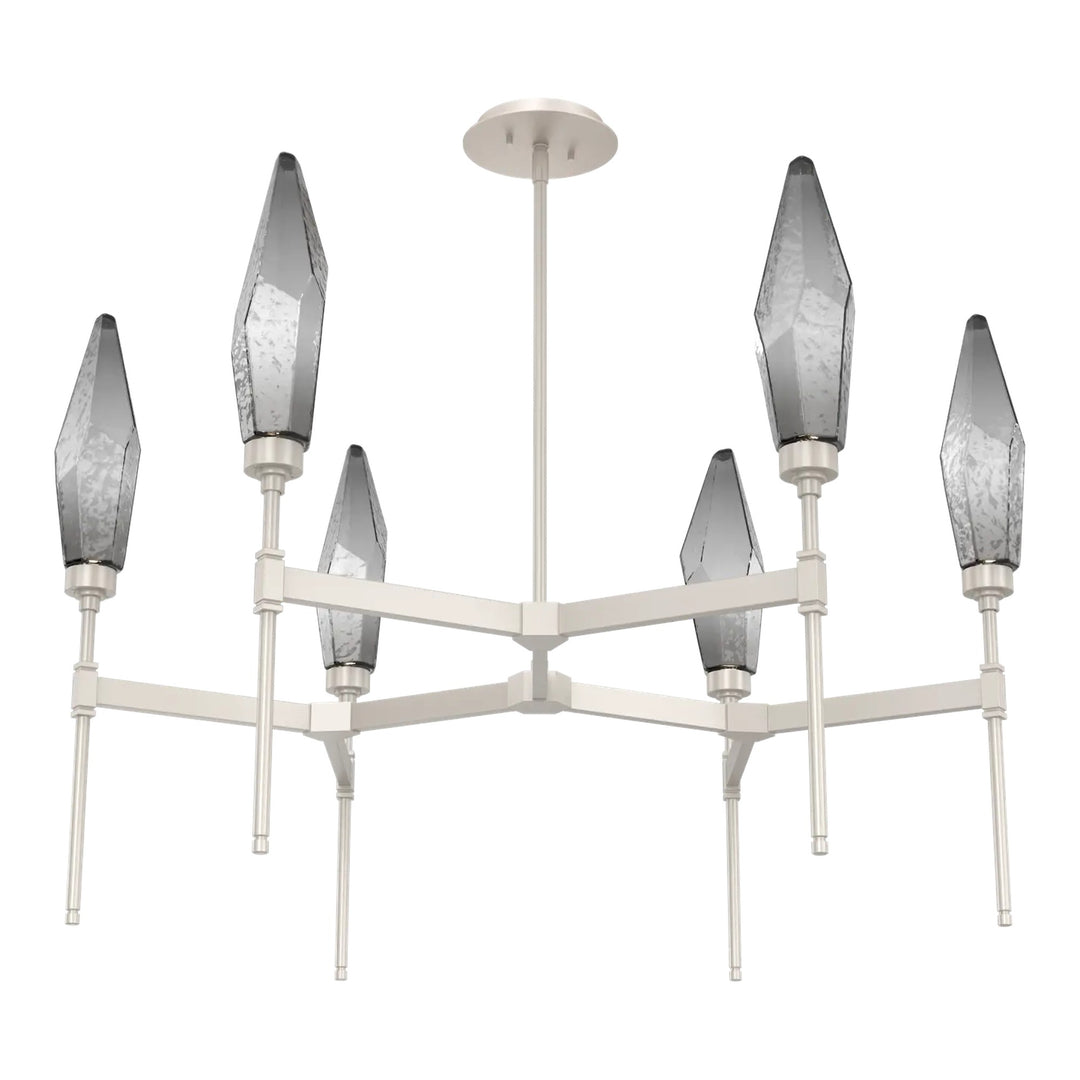 Rock Crystal Round Belvedere Chandelier by Hammerton Studio in Beige Silver