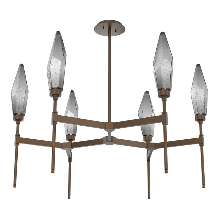 Rock Crystal Round Belvedere Chandelier by Hammerton Studio in Flat Bronze