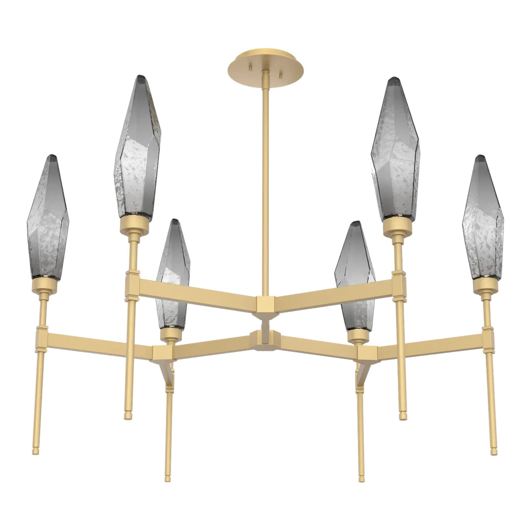 Rock Crystal Round Belvedere Chandelier by Hammerton Studio in Gilded Brass