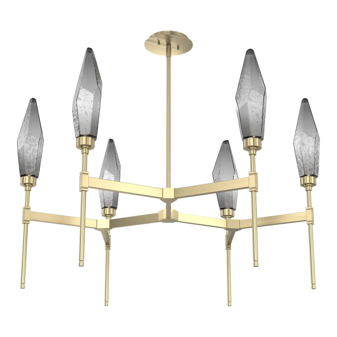 Rock Crystal Round Belvedere Chandelier by Hammerton Studio in Heritage Brass