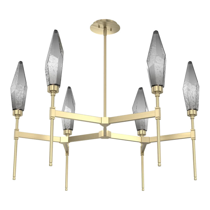 Rock Crystal Round Belvedere Chandelier by Hammerton Studio in Heritage Brass