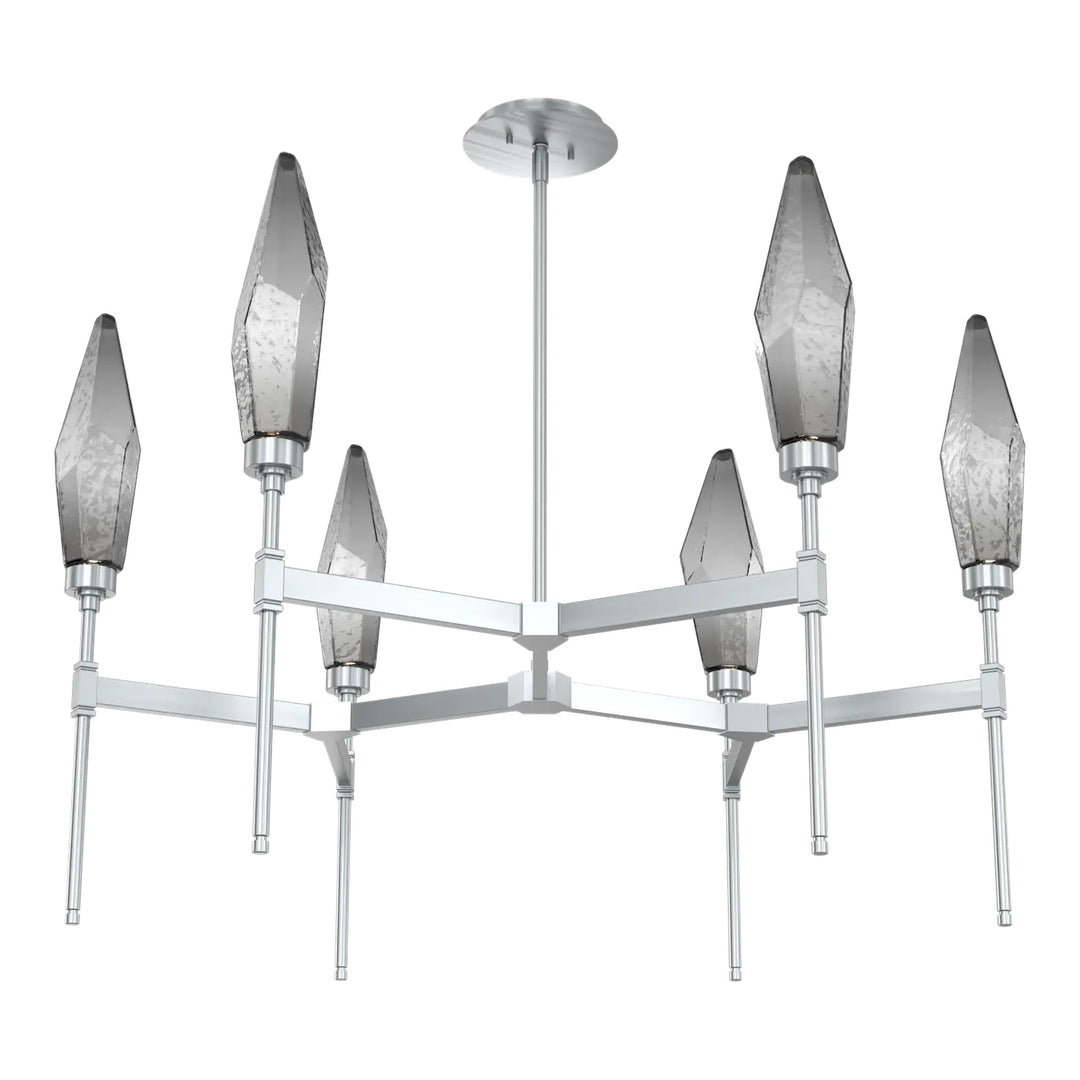 Rock Crystal Round Belvedere Chandelier by Hammerton Studio in Satin Nickel