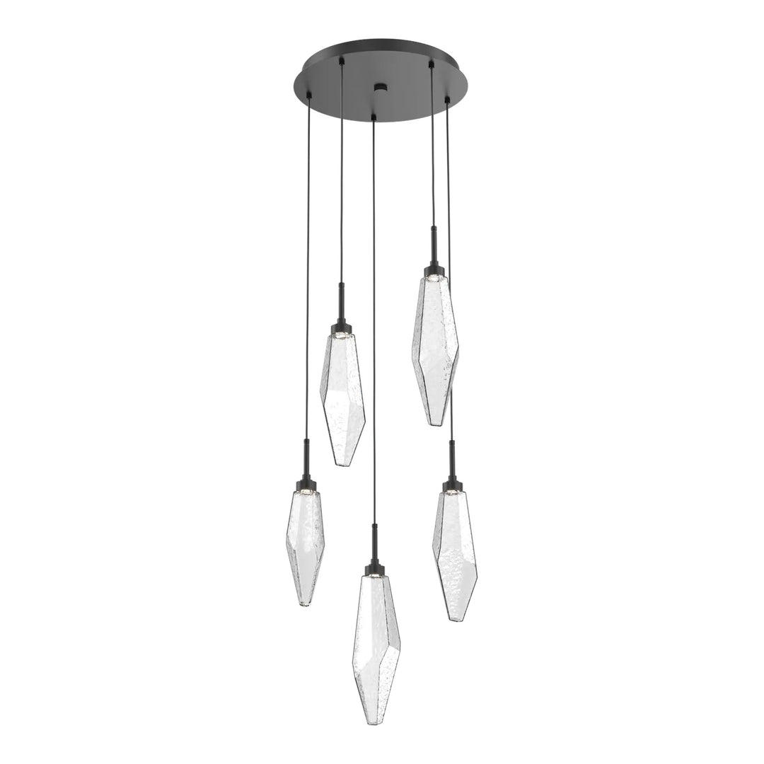 Rock Crystal Round Pendant Chandelier by Hammerton Studio, 5 Lights