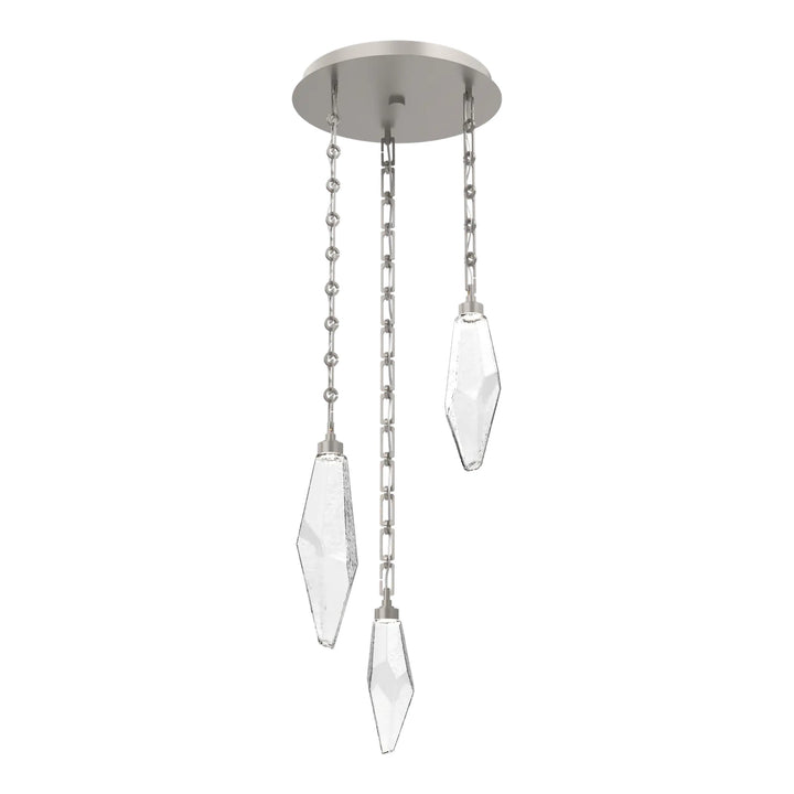 Rock Crystal Round Pendant Chandelier by Hammerton Studio in Beige Silver on chain