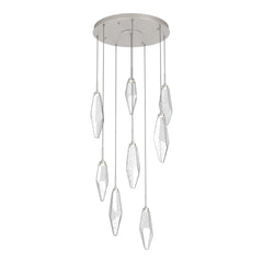 Rock Crystal Round Pendant Chandelier by Hammerton Studio in Beige Silver