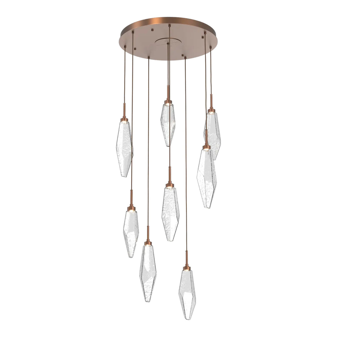 Rock Crystal Round Pendant Chandelier by Hammerton Studio in Burnished Bronze