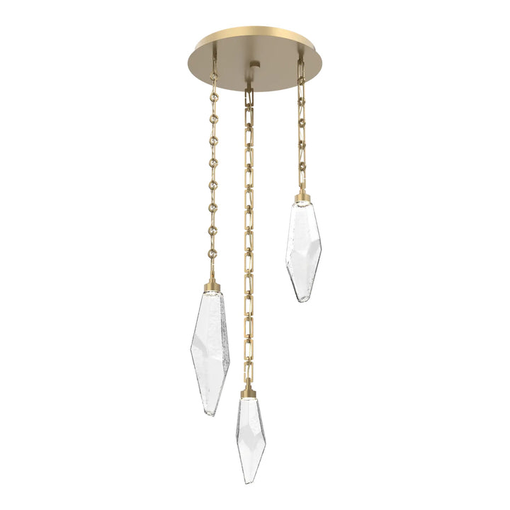 Rock Crystal Round Pendant Chandelier by Hammerton Studio in Gilded Brass on chain