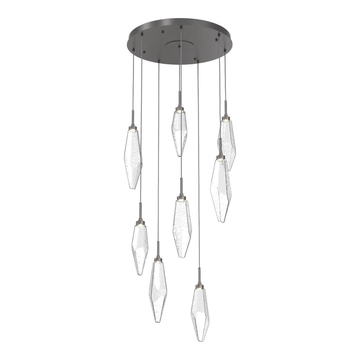 Rock Crystal Round Pendant Chandelier by Hammerton Studio in Graphite