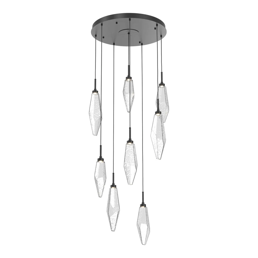 Rock Crystal Round Pendant Chandelier by Hammerton Studio in Matte Black