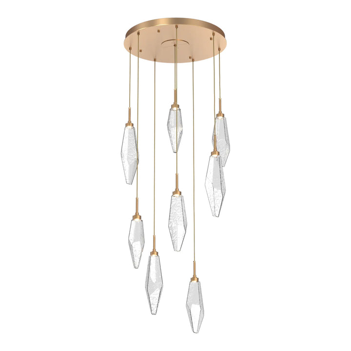 Rock Crystal Round Pendant Chandelier by Hammerton Studio in Novel Brass