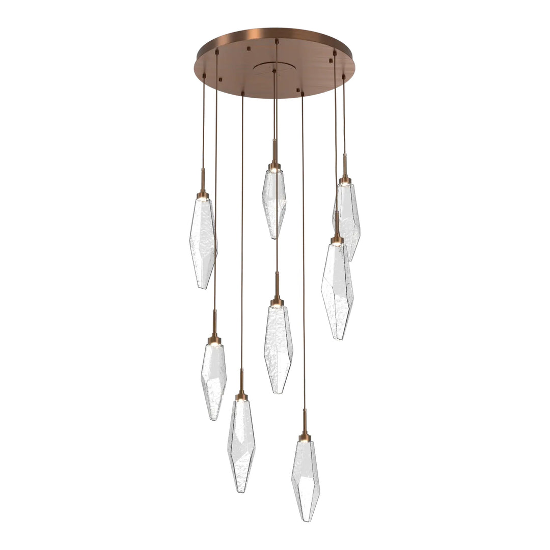Rock Crystal Round Pendant Chandelier by Hammerton Studio in Oil-Rubbed Bronze