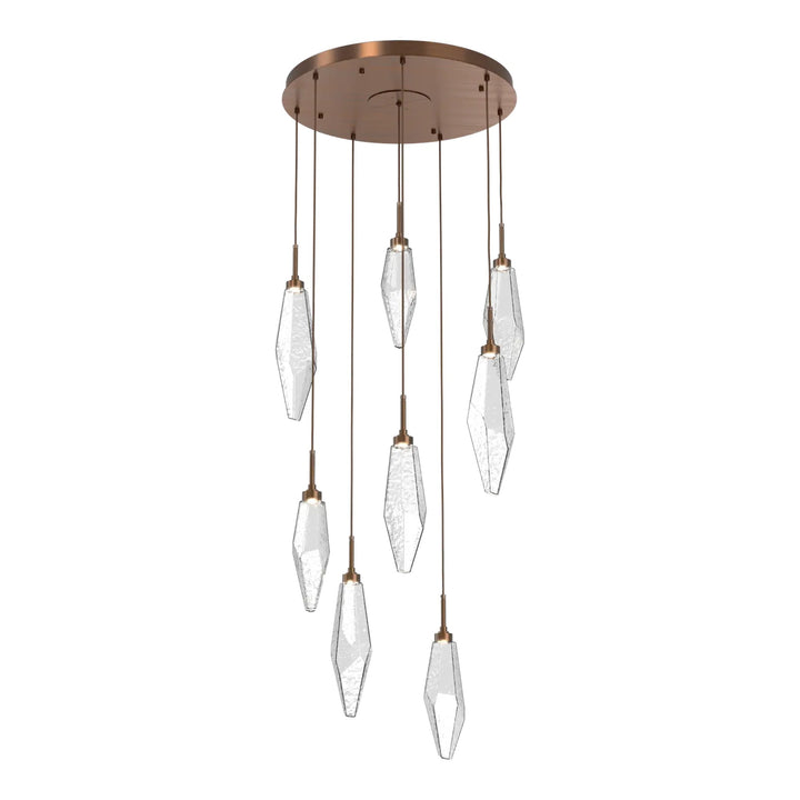 Rock Crystal Round Pendant Chandelier by Hammerton Studio in Oil-Rubbed Bronze